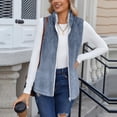 thumbnail image 5 of Women's Retro Print Warm Fleece Lined Cardigan Vest Coat Blue L, 5 of 7