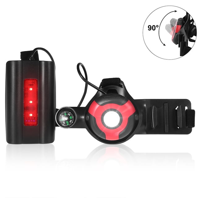 TFixol Adjustable Chest Running Light with 90° Tilt, Compass, and Camera Mount - Red