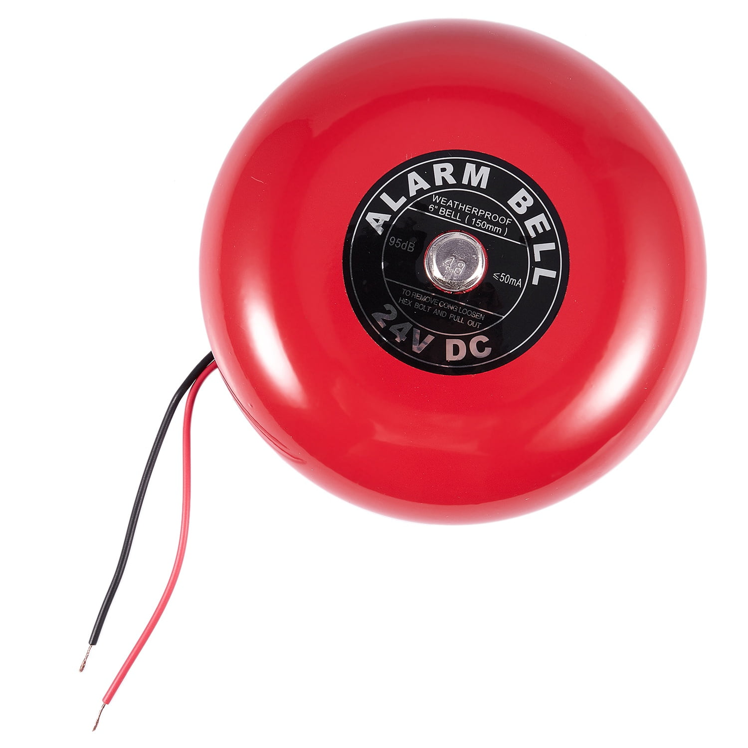 DC 24V 25mA 95db 150mm 6" Diameter Metal Electric Round Alarm Bell Red P2R4 