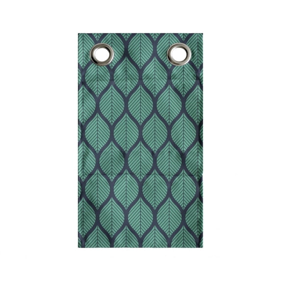 Leafage Hanging Pocket Organizer, Forest Botany Leaves Pattern in Symmetric Geometric Nature Plants, Printed Polyester Storage Bag with Pockets, 9" x 16", Sea Green Dark Blue Grey