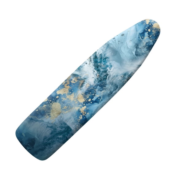 HELLHERO Ironing Board Cover, Teal and White Swirl Marble Look, Gold Accents Abstract Pattern, Heavy Duty, Scorch Resistant (Cover Only)