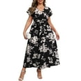 thumbnail image 4 of a.Jesdani Women's Plus Size Maxi Dress Boho Floral Butterfly Sleeve V Neck Flowy Maxi Dress Party Wedding Guest Dress L-4X, 4 of 9