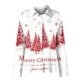 thumbnail image 5 of Women Christmas Tree Print Button Down Shirt Long Sleeve Casual Loose Fit Holiday Blouse Merry Christmas Top, 5 of 5