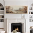 thumbnail image 3 of Large Framed Canvas Print Tranquil Fall Landscape, Warm Earthy Tones Wall Art Decorative Ready to Hang Painting for Living room Bedroom - 60"x20" Natural Frame, 3 of 7
