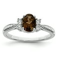 thumbnail image 1 of 925 Sterling Silver Rhodium Diamond and Smoky Quartz Ring, 1 of 2