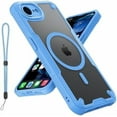 thumbnail image 1 of KOMI for iPhone SE 4 Case: for iPhone SE 4th Gen 2025 Case, Translucent Matte Back Compatible with Magsafe Magnetic Slim Shockproof Protective Case with Lanyard Strap Phone Cover, Blue, 1 of 5