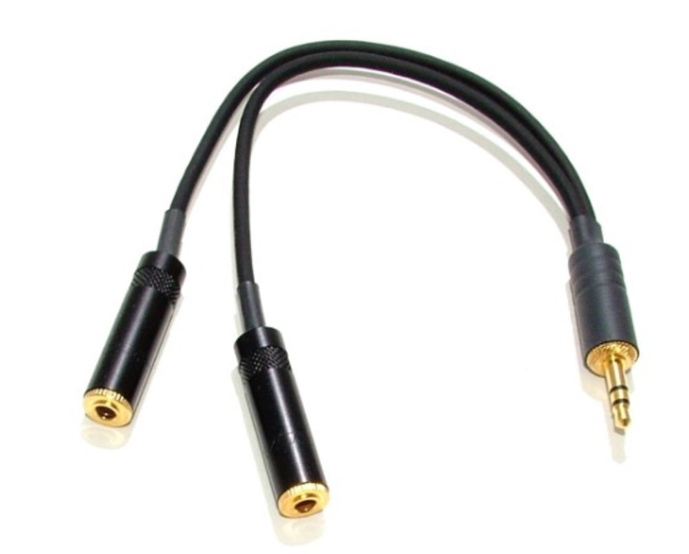 UltraPremium Audiophile Y adapter with two 1/8 inch female mono phone