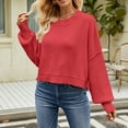 thumbnail image 2 of BangWanChi Womens Sweatshirt with Pockets Womens Casual Solid Loose Round Neck Sweater Long Sleeved Tops, 2 of 5