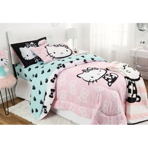 Hello Kitty Twin Girls Comforter & Sheet Set (4 Piece Bed in A Bag