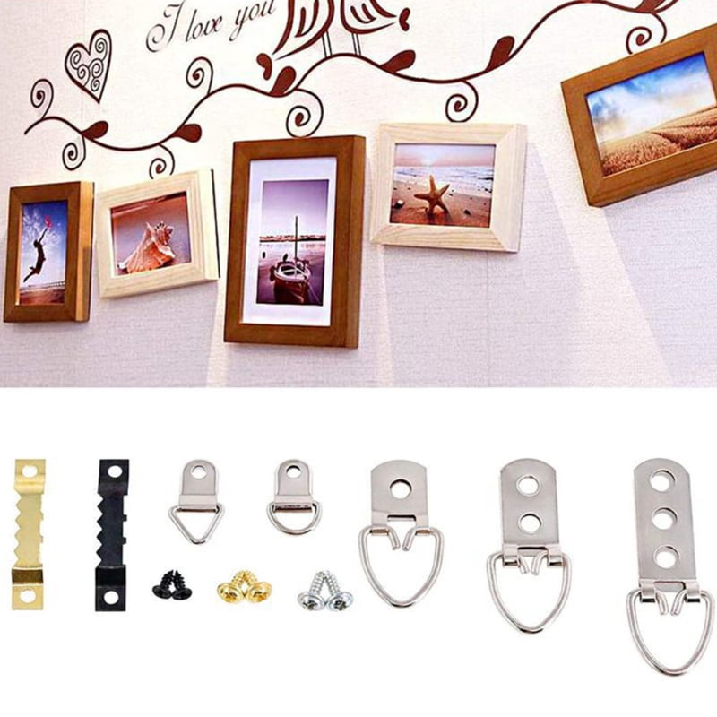 415Pcs Picture Hangers Assortment Kit with Screws Heavy Duty D-Ring Sawtooth Hooks Photo Hanging Hardware for Painting