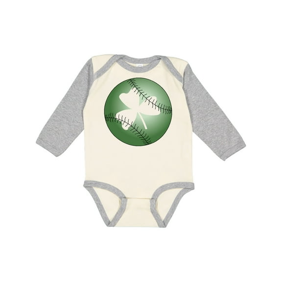 Inktastic Baseball Irish Shamrock Boys or Girls Long Sleeve Baby Bodysuit