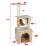 ZENY 36-in Cat Tree & Condo Scratching Post Tower, Beige
