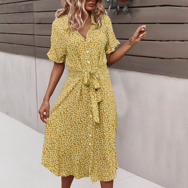 Robe d'Été pour Femmes 2024 Mode Grande Taille Décontractée Printemps et Col en V Manches Trois-Quarts Robe Imprimée 50 % de Réduction!