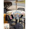 thumbnail image 6 of Square Outdoor Tablecloth with Umbrella Hole Spring Gnomes Floral Outside Table Cloth Waterproof Patio Table Cover Pink Tulip Botanical Beige Burlap Zipper Tablecloths for Picnic Camping 54x54 Inch, 6 of 8