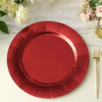 Efavormart 10 Pack | 13" Red Disposable Charger Plates, Cardboard Serving Tray, Round with Leathery Texture - 1100 GSM
