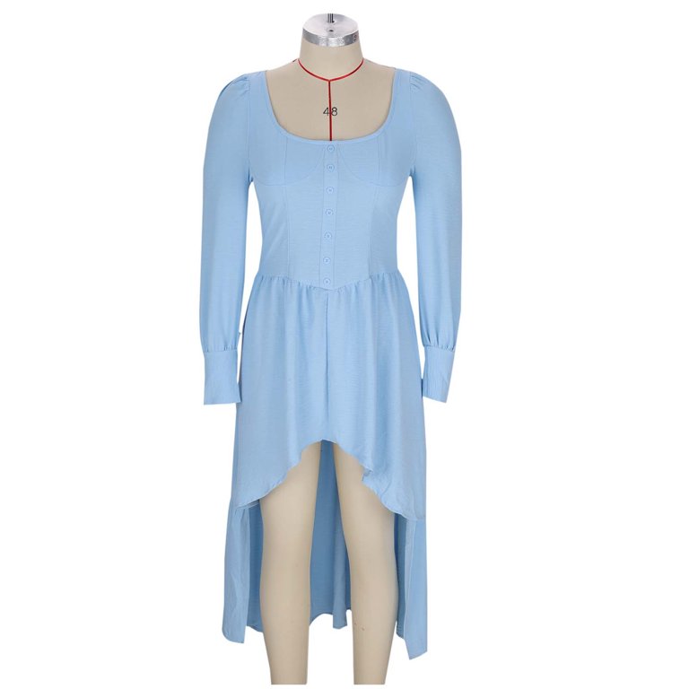 qolati Western Dress for Women Cowgirl Vintage Irregular Hem Boho Sundress  Long Sleeve Low Cut Neck High Lows Flowy Cocktail Dress Light Blue L -  Walmart.com
