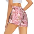 thumbnail image 3 of Xecao's Rose Flowers for a double-layer running short for women, perfect for gym, tennis, and more, featuring a convenient pocket., 3 of 9