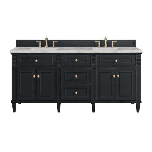 James Martin Vanities 424-V72-3Vsl Lorelai 72" Double Basin Wood Vanity Set - Black