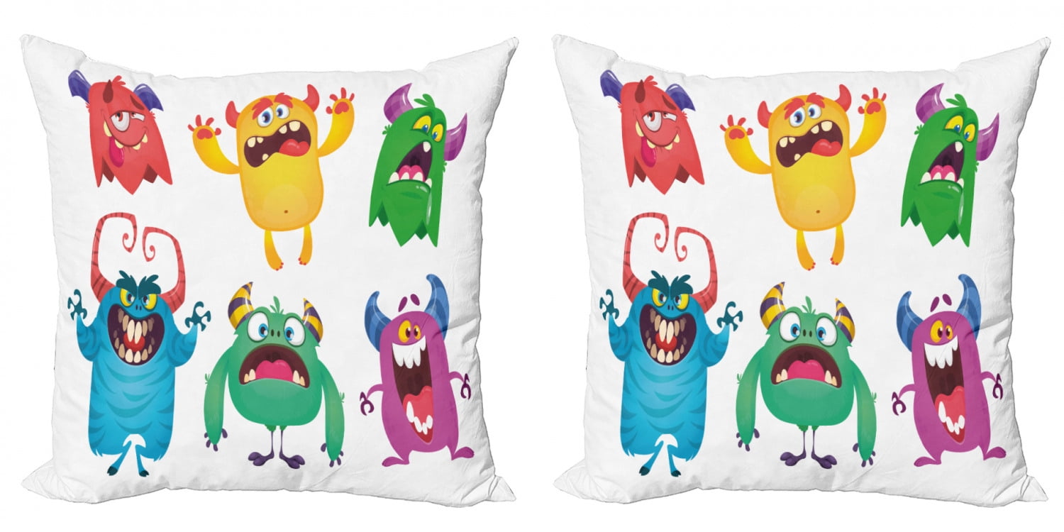 Alien Throw Pillow Cushion Cover Pack of 2, Childish Print of Funny ...