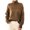 Khaki, variant on NFTOEIULA Women High Neck Long Sleeve Ribbed Edge Cable Knit Sweater