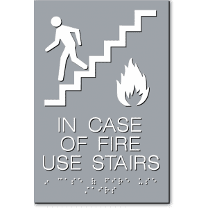 In Case Of Fire Use Stairs Sign-Gray / White(1 Unit)