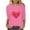 Pink, variant on Htigea Valentines 3/4 Sleeve T-Shirts for Women Heart Graphic Pullover Tops Loose Crewneck Shirts Women's Valentine's Day Tunic Tees Black,S