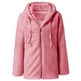 thumbnail image 4 of Fanxing Women's Warm Faux-Fur Coat Winter 2025 Loose Fit Sherpa Jacket Coat Solid Long Sleeve Outerwear Christmas Gift Pink,XXXXL, 4 of 7