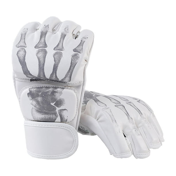 Guantes de boxeo de medio dedo, manoplas abiertas para adultos, saco de boxeo, karate Demonio Mano Blanca