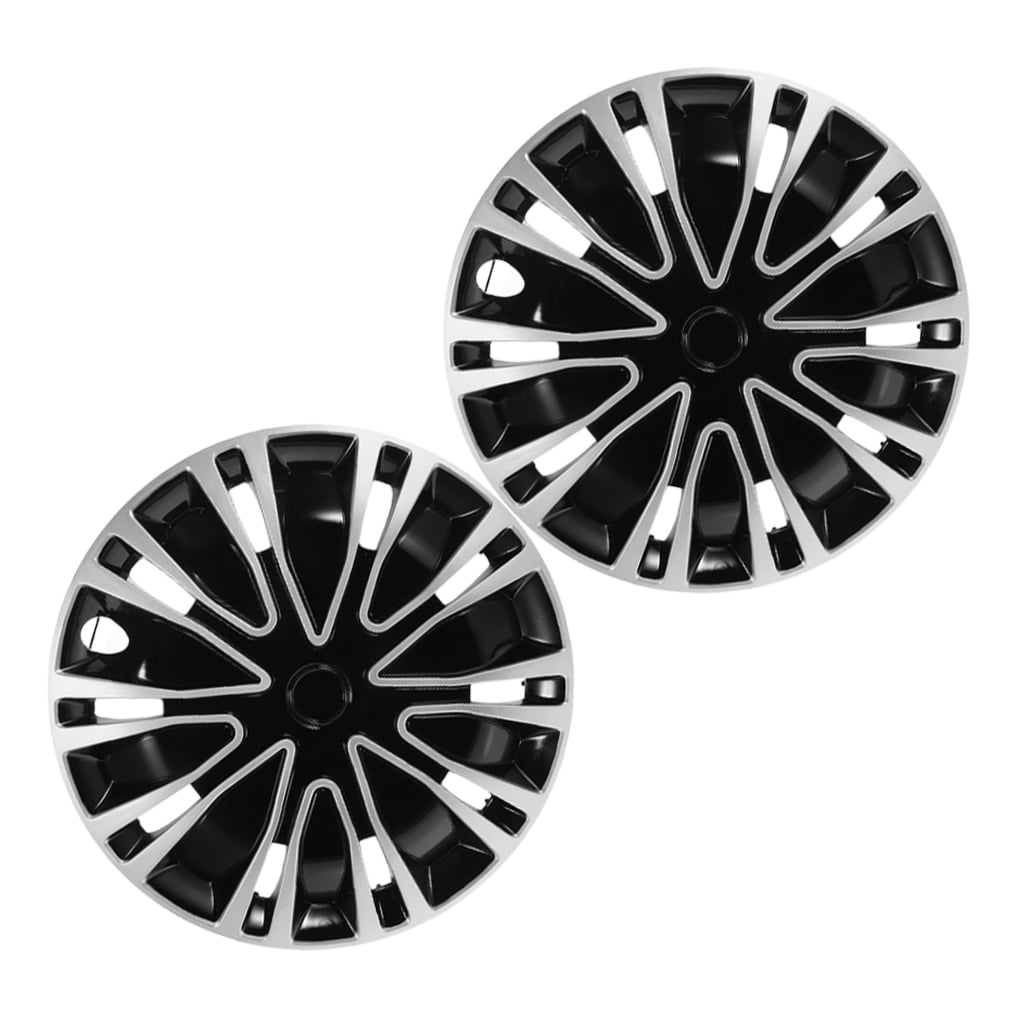 LULULION 2Pcs Universal Black Car Wheel Hubcap Covers Easy Install Rim Caps for Enhanced Auto Appearance