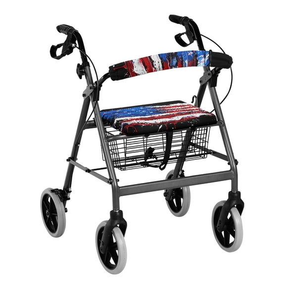 HELLHERO Graffiti American Flag Walker Covers for Seniors Men Women Walker Seat Cushion Cover for Elderly