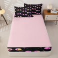 thumbnail image 4 of Manfei Simple Line Cat Zipper Full Size Comforter Sets with Fitted Sheet and 2 Pillowcases, Abstract Kitten Zipper Bedding Set, Black Pink Orange, Pink Reversible, 4 Pieces, 4 of 7