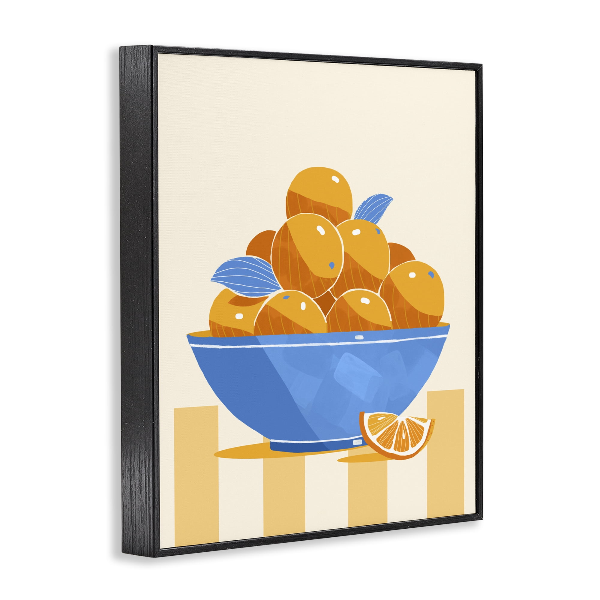 Stupell Industries Orange Citrus Bowl Striped Black Framed Giclee Art, design by Lucca Sheppard
