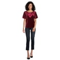 thumbnail image 2 of Time and Tru Women's Crushed Velvet Top with Short Sleeves, Sizes XS-XXXL, 2 of 5