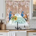 thumbnail image 6 of Birds Floral Swag Valances for Windows 2 Pack, Kitchen Window Curtains 36 Inch Length, Farmhouse Pink Flower Leaf Wood Grain Brown Privacy Swag Curtains for Living Room/Bathroom 36"x36", 6 of 8