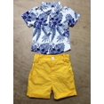 thumbnail image 3 of Little Boys 2-Piece Outfit Set Loose Folded Collar Short Sleeve Button-Down Design Top Solid Color Short Button Closure Pants Set, 3 of 4