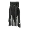 thumbnail image 3 of Haitryli Womens Chiffon Belly Dance Skirt Sequin Beaded Asymmetric Side Split Long Skirts Indian Black One Size, 3 of 7
