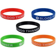 5 Pack - BLOOD THINNER Silicone Bracelet Wristbands