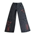 thumbnail image 3 of Tiweut Mens Jeans Mens Hip Hop Baggy Retro Butterfly Graphic Denim Pants Long Wide Leg High Waist Gothic Oversized Trousers,Z1 Black,2XL, 3 of 4