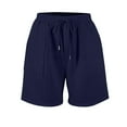 thumbnail image 5 of Tianiyouqing Drawstring Pull on Sweat Shorts Women Elastic Waist Stretchy Breathable Soft Shorts High Waisted Basketball Cargo Shorts with Pockets Navy M, 5 of 8
