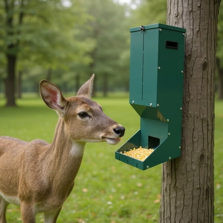 Hanging Gravit-y Deer Feeder 60Lbs Heavy Duty Automatic Deer Feeder Box Galvanized Steel Weatherproof Corn Feeders with Lid for Hunting and Farm
