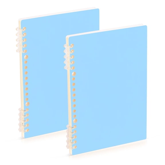 Light Sky Blue Notebooks 2 Pcs 1-subject Journal 60 Sheets A5 College Ruled Paper Detachable Ring 8.3"x5.7"