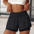 thumbnail image 4 of COMVALUE Women's Running Shorts with Zipper Pocket 2 in 1 High Wasited Workout Athletic Gym Yoga Spandex Shorts for Women Black S, 4 of 7