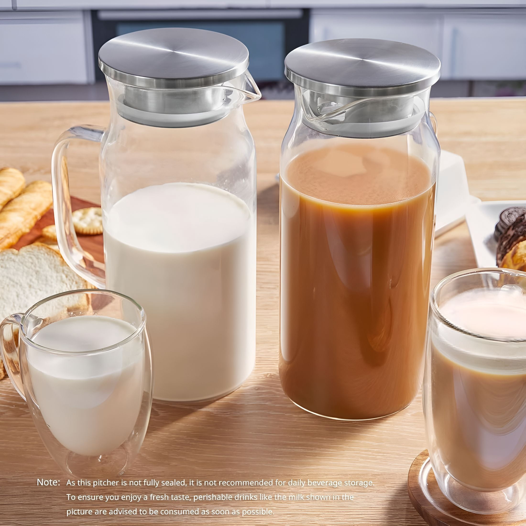 ACDANC 2 Liter 68 Oz Glass Pitcher with Lid and Handle,Glass Carafe for Hot/Cold Water,Large Iced Tea Pitcher for Coffee,Juice and Homemade Beverage