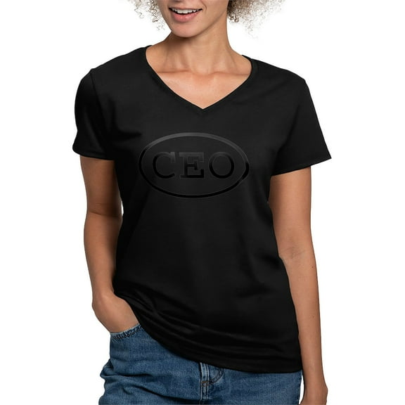 CafePress - CEO Oval Women's V Neck Dark T Shirt - Women's V-Neck Dark T-Shirt