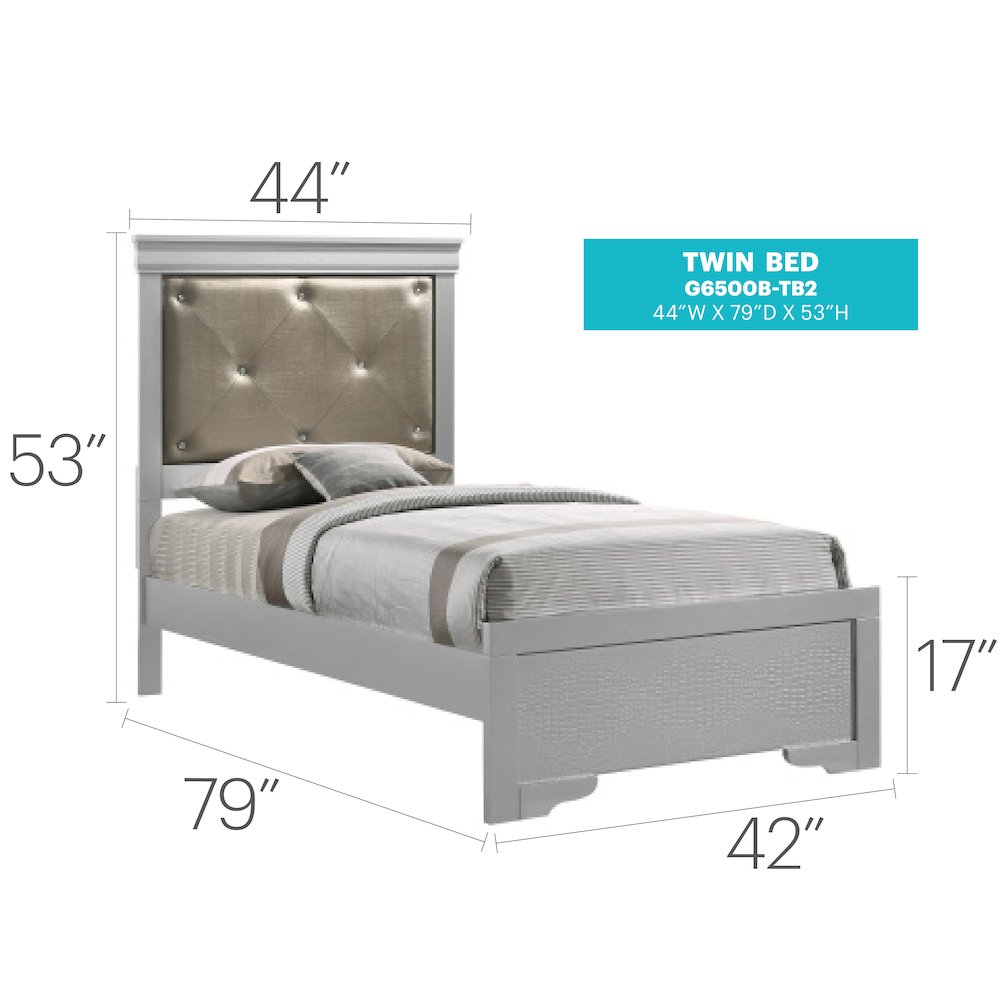 Glory Furniture Lorana Twin Bed in Champagne Color