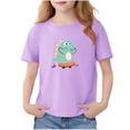 thumbnail image 2 of Blusas y camisas de manga corta con cuello redondo para niños Camiseta de verano de manga corta estampada para niñas Jersey elegante de cuello redondo para niñas Top de algodón para niños, 2 of 6