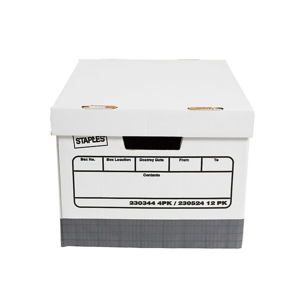 Staples Corrugated Boxes Letter/Legal Size White/Gray 4/Carton (2522301