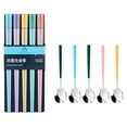 thumbnail image 1 of Alloy Chopsticks Set with Matching Spoons, Anti-Bacteria Proof Design for Healthy Dining, Dishwasher Safe Reusable Utensils, One-Person-One-Set Color Coding, 1 of 9
