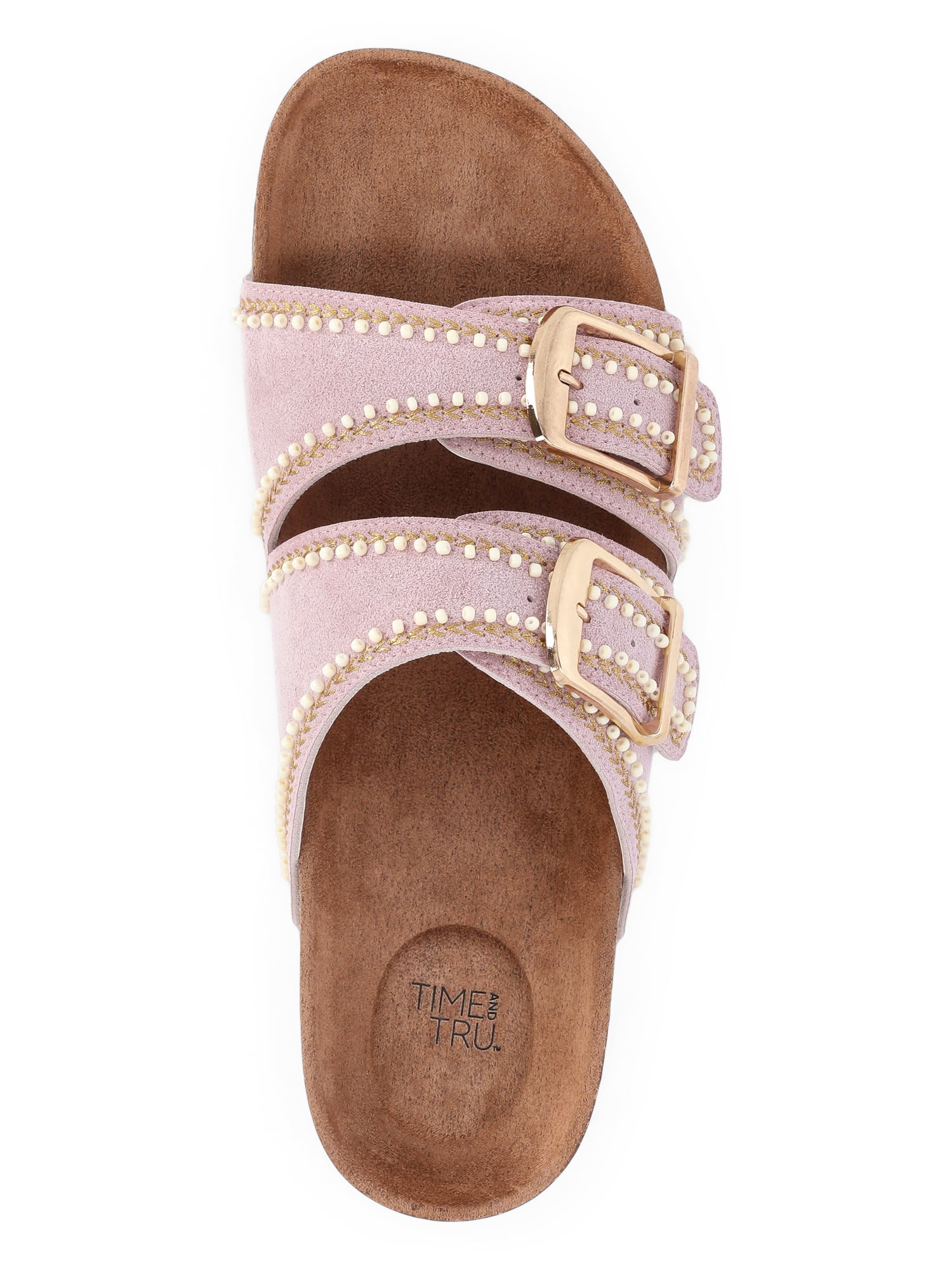 Time and Tru Women's Footbed Slide Sandals, Wide Width Available