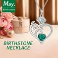 thumbnail image 3 of HESHPAWS 925 Sterling Silver Birthstone Necklace Rose Flower Heart Pendant Jewelry ， Love Pendant Necklaces for Women With Birthstone Zirconia Christmas Valentines Mother's Day Gifts for Women Mom, 3 of 7